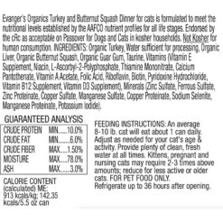 Evanger's Organics Turkey & Butternut Squash Dinner Canned Cat Food 7 Evanger's Organics Turkey & Butternut Squash Dinner Canned Cat Food -Meow Meals 60006 PT1. AC SS1800 V1693918857