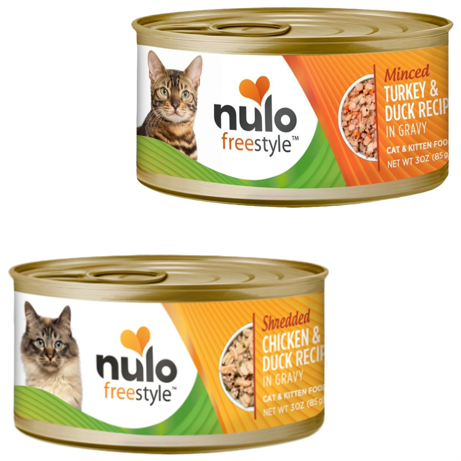 Nulo Freestyle Shredded Chicken & Duck In Gravy Grain-Free Canned Cat Food & Nulo Freestyle Minced Turkey & Duck In Gravy Grain-Free Canned Cat & Kitten Food 3 Nulo Freestyle Shredded Chicken & Duck In Gravy Grain-Free Canned Cat Food & Nulo Freestyle Minced Turkey & Duck In Gravy Grain-Free Canned Cat & Kitten Food