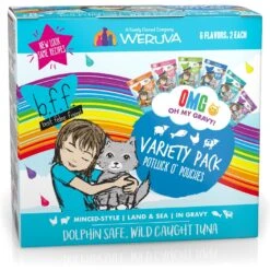 Weruva Cats In The Kitchen Pantry Party Variety Pack Grain-Free Cat Food, 3-oz Pouch, Case Of 12 & BFF OMG Potluck O' Pouches Variety Pack Grain-Free Cat Food Pouches -Meow Meals 611622 PT5. AC SS1800 V1661528753