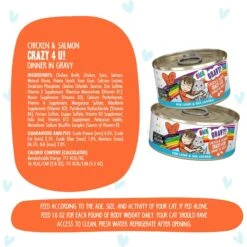 BFF OMG Crazy 4 U! Chicken & Salmon Dinner In Gravy Grain-Free Canned Cat Food & BFF OMG QT Patootie! Chicken & Turkey Dinner In Gravy Grain-Free Canned Cat Food -Meow Meals 611734 PT3. AC SS1800 V1661548255