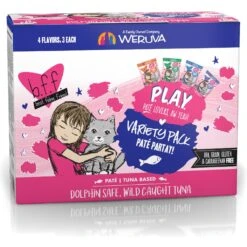 Weruva Best Feline Friend Paté Lovers, Aw Yeah! Paté Jamboree! Variety Pack Grain-Free Wet Cat Food, 2.8-oz Pouch, Case Of 12 & BFF Play Pate Lovers Pate Partay Variety Pack Wet Cat Food, 3-oz Pouch, Pack Of 12 -Meow Meals 611846 PT5. AC SS1800 V1661548613