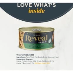 Reveal Natural Grain-Free Tuna With Seaweed In Broth Flavored Wet Cat Food, 2.47-oz Can, Case Of 24 11 Reveal Natural Grain-Free Tuna With Seaweed In Broth Flavored Wet Cat Food, 2.47-oz Can, Case Of 24 -Meow Meals 637814 PT2. AC SS1800 V1663106418