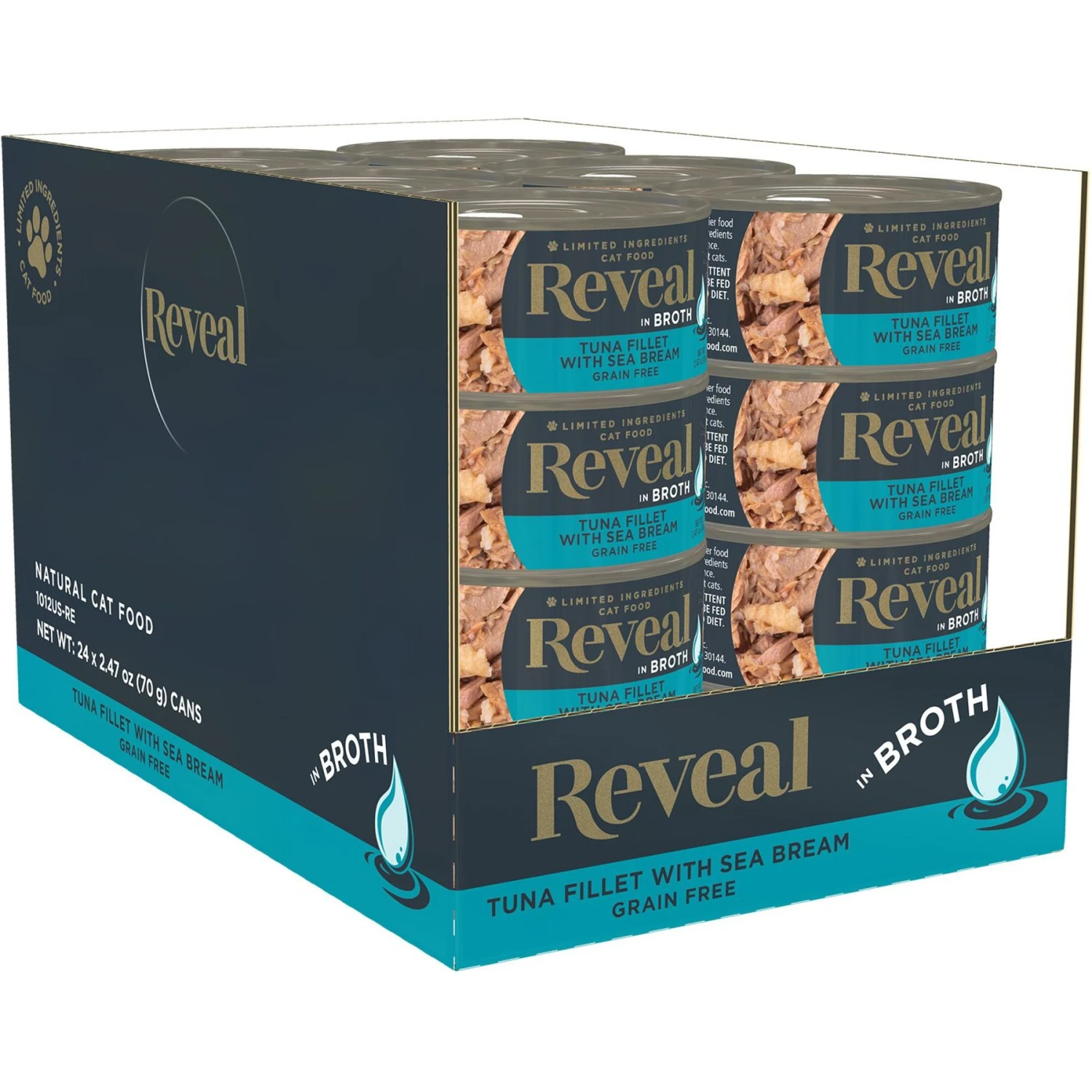 Reveal Natural Grain-Free Tuna With Sea Bream In Broth Flavored Wet Cat Food, 2.47-oz Can, Case Of 24 3 Reveal Natural Grain-Free Tuna With Sea Bream In Broth Flavored Wet Cat Food, 2.47-oz Can, Case Of 24