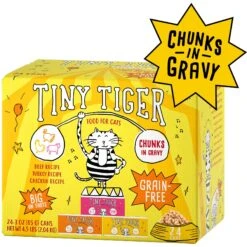 Tiny Tiger Chunks In Gravy Beef & Poultry Recipes Variety Pack Grain-Free Canned Cat Food & Tiny Tiger Lickables, Senior Formula, Tuna & Chicken Recipe, Bisque Cat Treat & Topper -Meow Meals 653134 PT1. AC SS1800 V1664898391
