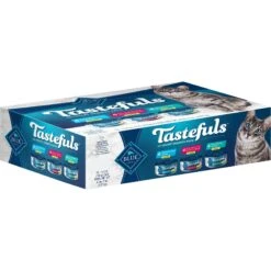 Blue Buffalo Tastefuls Chicken, Turkey & Chicken & Ocean Fish & Tuna Entrées Variety Pack Pate Wet Cat Food, 5.5-oz Can, Case Of 12 & Blue Buffalo Tastefuls Tuna, Chicken, Fish & Shrimp Entrées Variety Pack Flaked Wet Cat Food -Meow Meals 662598 PT5. AC SS1800 V1667332413