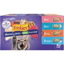 Purina Friskies Seafood & Chicken Pate Favorites Variety Pack Wet Cat Food, 5.5-oz Can, Case Of 40 & PrettyLitter Health Monitoring Cat Litter -Meow Meals 683206 PT1. AC SS1800 V1666185498
