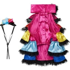 Frisco Ruffle Party Dog & Cat Dress + Headpiece -Meow Meals 707350 PT5. AC SS1800 V1689355422