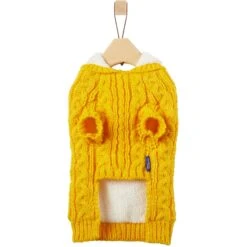 Frisco Sherpa Lined Chunky Cable Knit Dog & Cat Hooded Sweater -Meow Meals 718374 PT4. AC SS1800 V1693234297