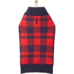 Frisco Fleece Lined Buffalo Plaid Mock Neck Dog & Cat Sweater -Meow Meals 718470 PT3. AC SS1800 V1692978164