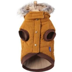 Frisco Heavy Weight Lux Corduroy Insulated Dog & Cat Coat With Fur Trimmed Hood -Meow Meals 719966 PT4. AC SS1800 V1692978846
