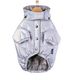 Frisco Heavy Weight Iridescent Quilted Dog & Cat Hooded Puffer Coat -Meow Meals 720038 PT4. AC SS1800 V1692978554
