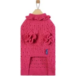 Frisco Ruffle Knit Pointelle Dog & Cat Turtleneck Sweater -Meow Meals 720646 PT4. AC SS1800 V1693234237