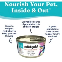 Solid Gold Nature's Harmony Chicken & Tuna Recipe In Gravy Grain-Free Wet Cat Food, 2.8-oz Can, 24 Count -Meow Meals 739126 PT2. AC SS1800 V1670945717