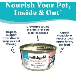 Solid Gold Nature's Harmony Chicken & Mackerel Recipe In Gravy Grain-Free Wet Cat Food, 2.8-oz Can, 24 Count -Meow Meals 739174 PT2. AC SS1800 V1670946855