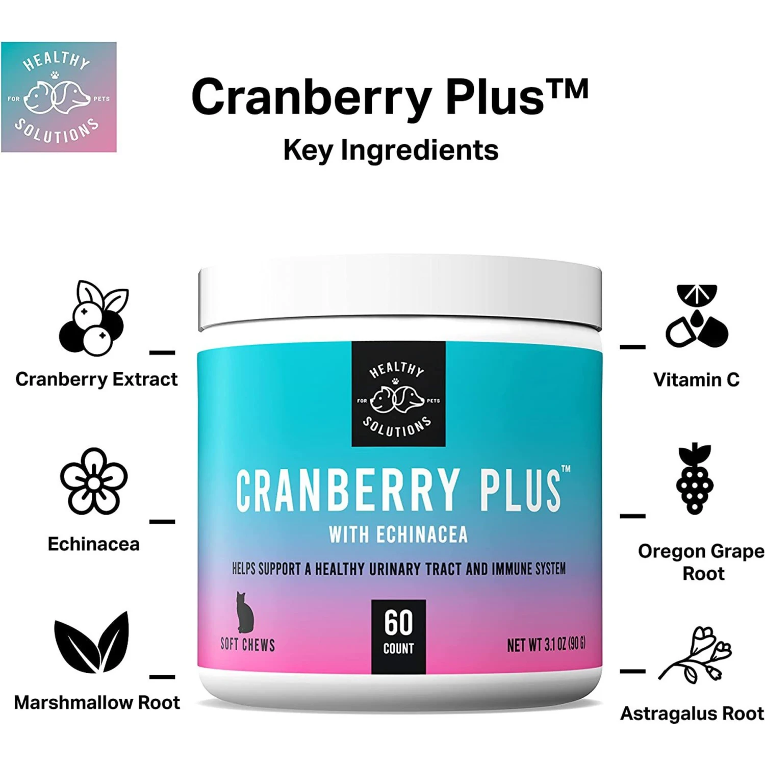 Healthy Solutions For Pets Cranberry Urinary & Kidney Supplement For Cats, 60 Count 3 Healthy Solutions For Pets Cranberry Urinary & Kidney Supplement For Cats, 60 Count - Image 2