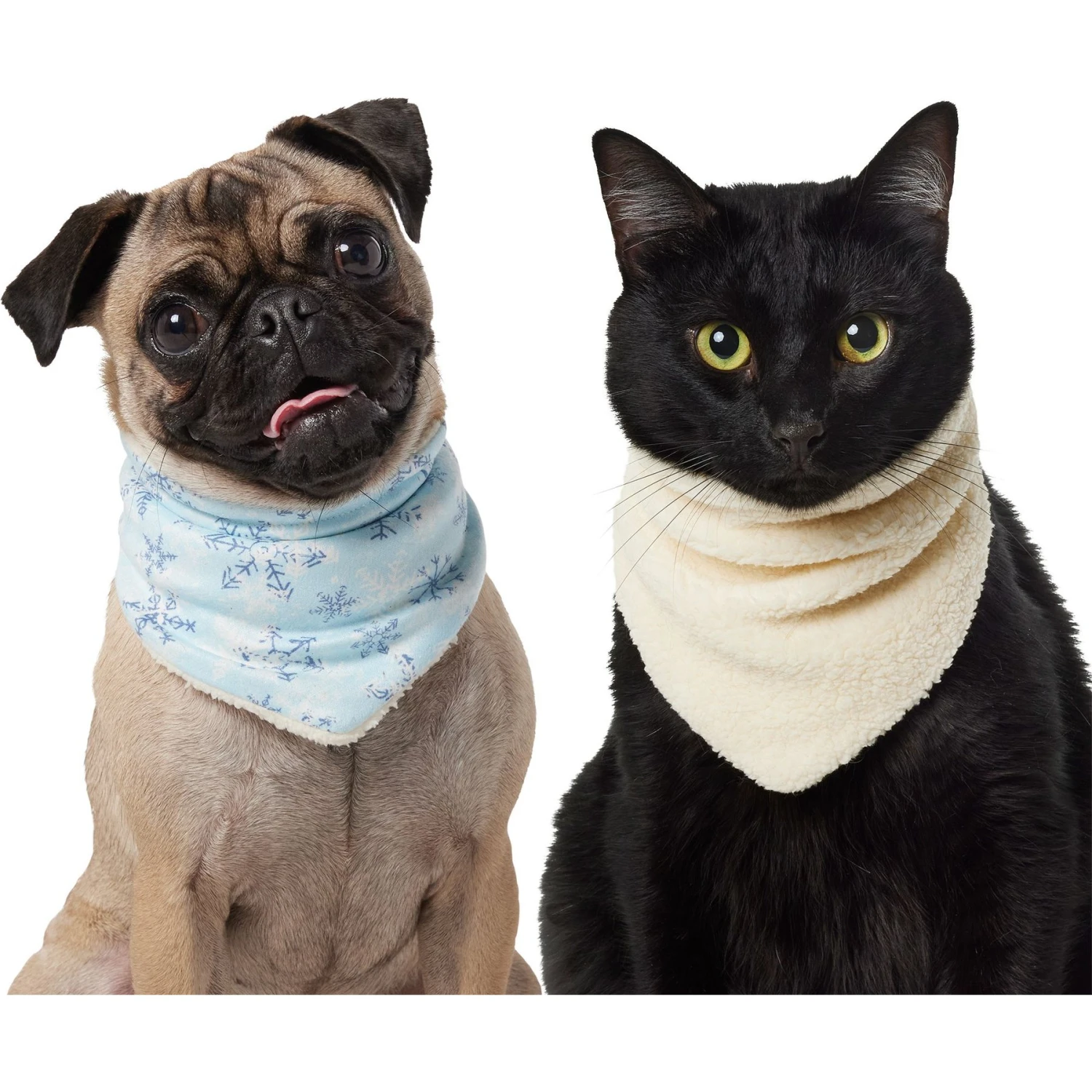 Frisco Reversible Snowflake Cozy Knit Faux Fur Dog & Cat Pullover Bandana, 1 Count 3 Frisco Reversible Snowflake Cozy Knit Faux Fur Dog & Cat Pullover Bandana, 1 Count