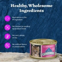 Blue Buffalo Wilderness Kitten Salmon Grain-Free Canned Cat Food -Meow Meals 75637 PT5. AC SS1800 V1646791287