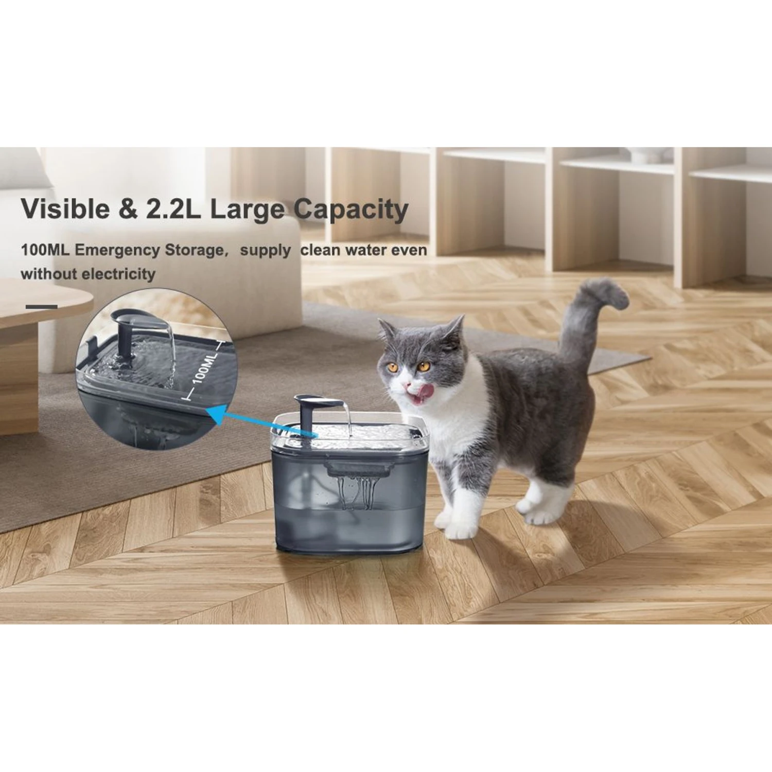 PATPET WF01 Ultra Quiet Dog & Cat Waterer, Grey 4 PATPET WF01 Ultra Quiet Dog & Cat Waterer, Grey - Image 2