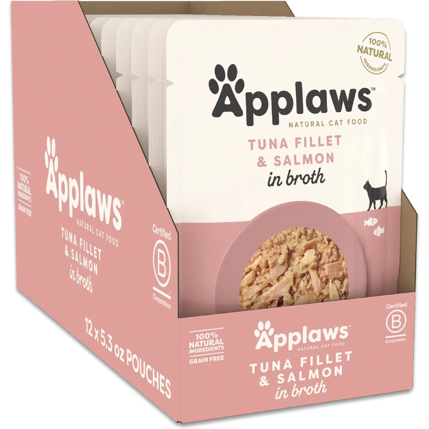 Applaws Tuna With Salmon In Broth Limited Ingredient Wet Cat Food, 5.3-oz Pouch, Case Of 12 3 Applaws Tuna With Salmon In Broth Limited Ingredient Wet Cat Food, 5.3-oz Pouch, Case Of 12