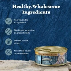 Blue Buffalo Wilderness Rocky Mountain Recipe Flaked Trout Feast Adult Grain-Free Canned Cat Food -Meow Meals 84214 PT5. AC SS1800 V1604366514