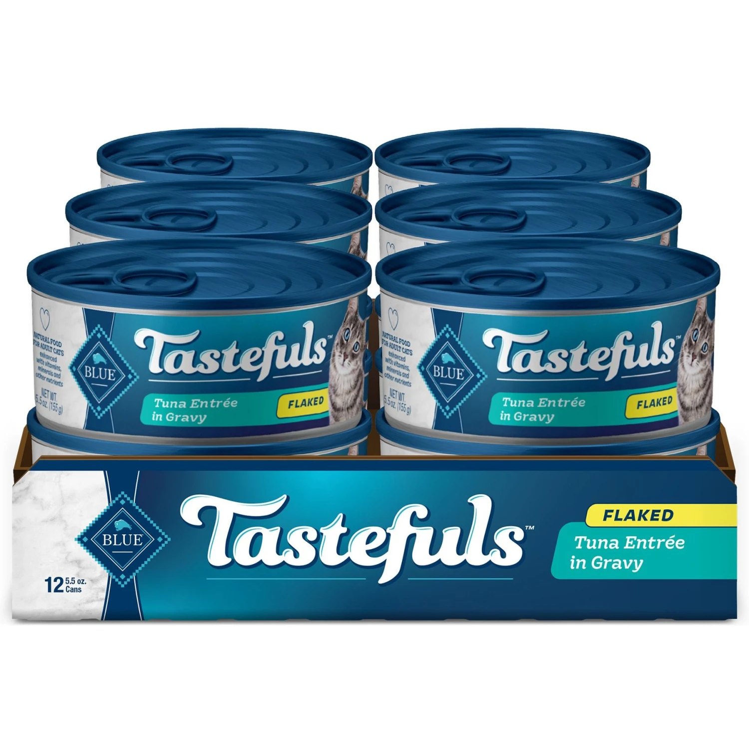 Blue Buffalo Tastefuls Natural Flaked Tuna Entree In Gravy Wet Cat Food, 5.5-oz Can, Case Of 12 3 Blue Buffalo Tastefuls Natural Flaked Tuna Entree In Gravy Wet Cat Food, 5.5-oz Can, Case Of 12