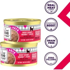 I And Love And You Beef Right Meow Pate Grain-Free Canned Cat Food -Meow Meals 89305 PT1. AC SS1800 V1692383330