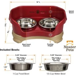 Neater Pets Neater Feeder Elevated Cat Bowls, Cranberry 12 Neater Pets Neater Feeder Elevated Cat Bowls, Cranberry -Meow Meals 89633 PT2. AC SS1800 V1672862673