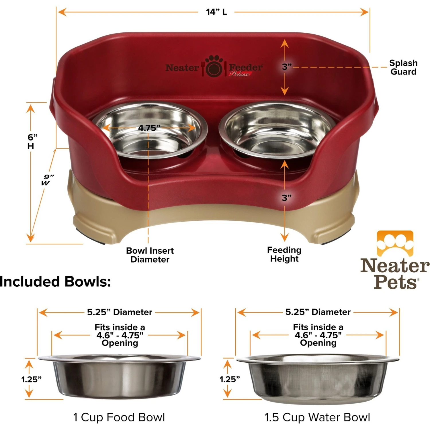 Neater Pets Neater Feeder Elevated Cat Bowls, Cranberry 5 Neater Pets Neater Feeder Elevated Cat Bowls, Cranberry - Image 3