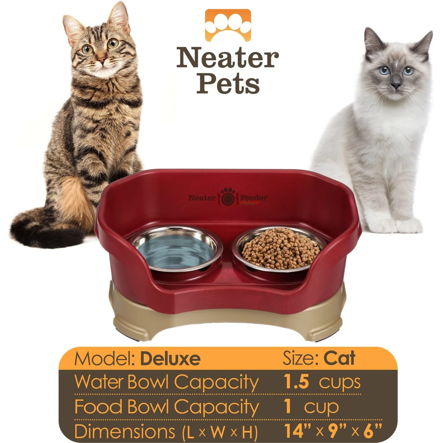 Neater Pets Neater Feeder Elevated Cat Bowls, Cranberry 8 Neater Pets Neater Feeder Elevated Cat Bowls, Cranberry - Image 6