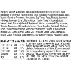 Evanger's Super Premium Rabbit & Quail Dinner Grain-Free Canned Cat Food -Meow Meals 93918 PT1. AC SS1800 V1693919447