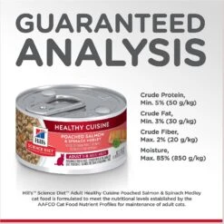 Hill's Science Diet Adult Healthy Cuisine Poached Salmon & Spinach Medley Canned Cat Food -Meow Meals 94020 PT6. AC SS1800 V1598145058
