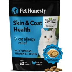 PetHonesty Skin & Coat Health Chews Supplement For Cats, 3.7-oz Bag