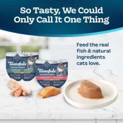 Blue Buffalo Tastefuls Spoonless Singles Whitefish, Tuna & Salmon Entree Variety Pack Adult Pate Wet Cat Food, 2.6-oz Twin Pack, Case Of 12 -Meow Meals 954222 PT2. AC SS1800 V1695051534
