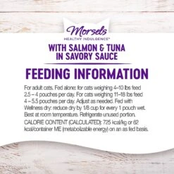 Wellness Healthy Indulgence Morsels With Salmon & Tuna In Savory Sauce Grain-Free Wet Cat Food Pouches, 3-oz, Case Of 24 -Meow Meals 95724 PT5. AC SS1800 V1594910491