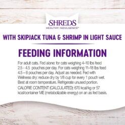 Wellness Healthy Indulgence Shreds With Skipjack Tuna & Shrimp In Light Sauce Grain-Free Wet Cat Food Pouches -Meow Meals 95733 PT7. AC SS1800 V1695839597