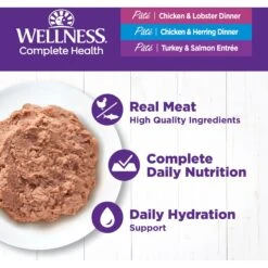 Wellness Complete Health Seafood Pate Favorites Variety Pack Grain-Free Wet Cat Food, 3-oz Can, Case Of 12 -Meow Meals 984646 PT2. AC SS1800 V1699642708