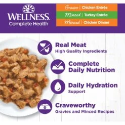 Wellness Complete Health Chicken & Turkey Lovers Gravies & Minced Variety Pack Grain-Free Wet Cat Food, 3-oz Can, Case Of 12 -Meow Meals 984662 PT2. AC SS1800 V1699642705