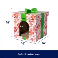 Frisco Holiday Gift Box Cardboard Cat House & Frisco Holiday Santa's Workshop Cardboard Cat House -Meow Meals 986158 PT2. AC SS1800 V1698258056