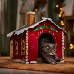 Frisco Holiday Christmas Tree Cardboard Cat House & Frisco Holiday Santa's Workshop Cardboard Cat House -Meow Meals 986190 PT8. AC SS1800 V1698258406
