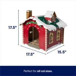 Frisco Holiday Log Cabin Cardboard Cat House & Frisco Holiday Santa's Workshop Cardboard Cat House -Meow Meals 986198 PT6. AC SS1800 V1698257736