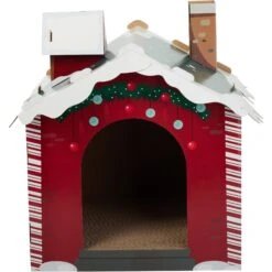 Frisco Holiday Log Cabin Cardboard Cat House & Frisco Holiday Santa's Workshop Cardboard Cat House -Meow Meals 986198 PT7. AC SS1800 V1698257790