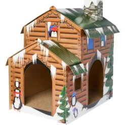 Frisco Holiday Log Cabin Cardboard Cat House & Frisco Holiday Christmas Tree Cardboard Cat House -Meow Meals 986238 PT1. AC SS1800 V1698258344