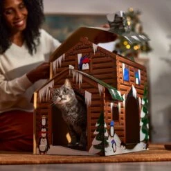 Frisco Holiday Log Cabin Cardboard Cat House & Frisco Holiday Christmas Tree Cardboard Cat House -Meow Meals 986238 PT4. AC SS1800 V1698257790