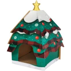 Frisco Holiday Log Cabin Cardboard Cat House & Frisco Holiday Christmas Tree Cardboard Cat House -Meow Meals 986238 PT5. AC SS1800 V1698257734
