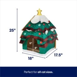 Frisco Holiday Log Cabin Cardboard Cat House & Frisco Holiday Christmas Tree Cardboard Cat House -Meow Meals 986238 PT6. AC SS1800 V1698258344