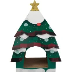 Frisco Holiday Log Cabin Cardboard Cat House & Frisco Holiday Christmas Tree Cardboard Cat House -Meow Meals 986238 PT7. AC SS1800 V1698258117