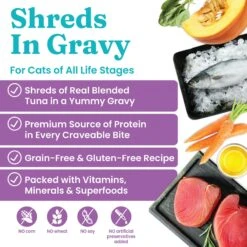 Solid Gold Five Oceans Shreds With Real Tuna Recipe In Gravy Grain-Free Canned Cat Food -Meow Meals 99172 PT1. AC SS1800 V1543523878