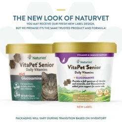 NaturVet VitaPet Senior Daily Vitamins Plus Glucosamine Cat Supplement -Meow Meals 99416 PT1. AC SS1800 V1698695695